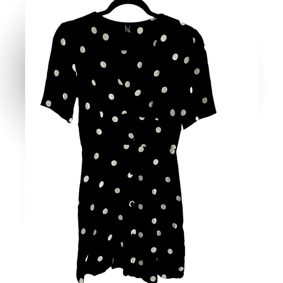 Black and White Polka Dot Button Down Short Sleeve Mini Dress by Nobody’s Child - Picture 1 of 11